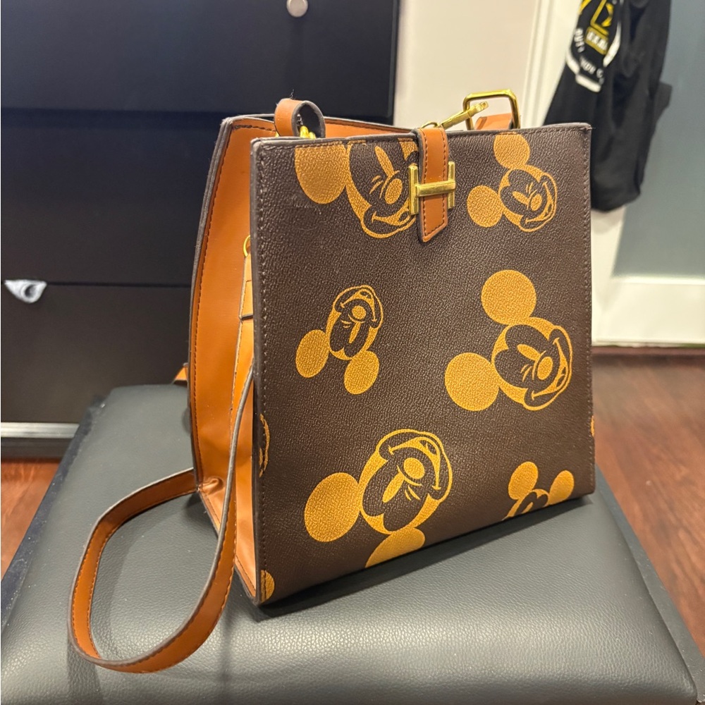 Mickey Brown and Gold Designer Women's Bag